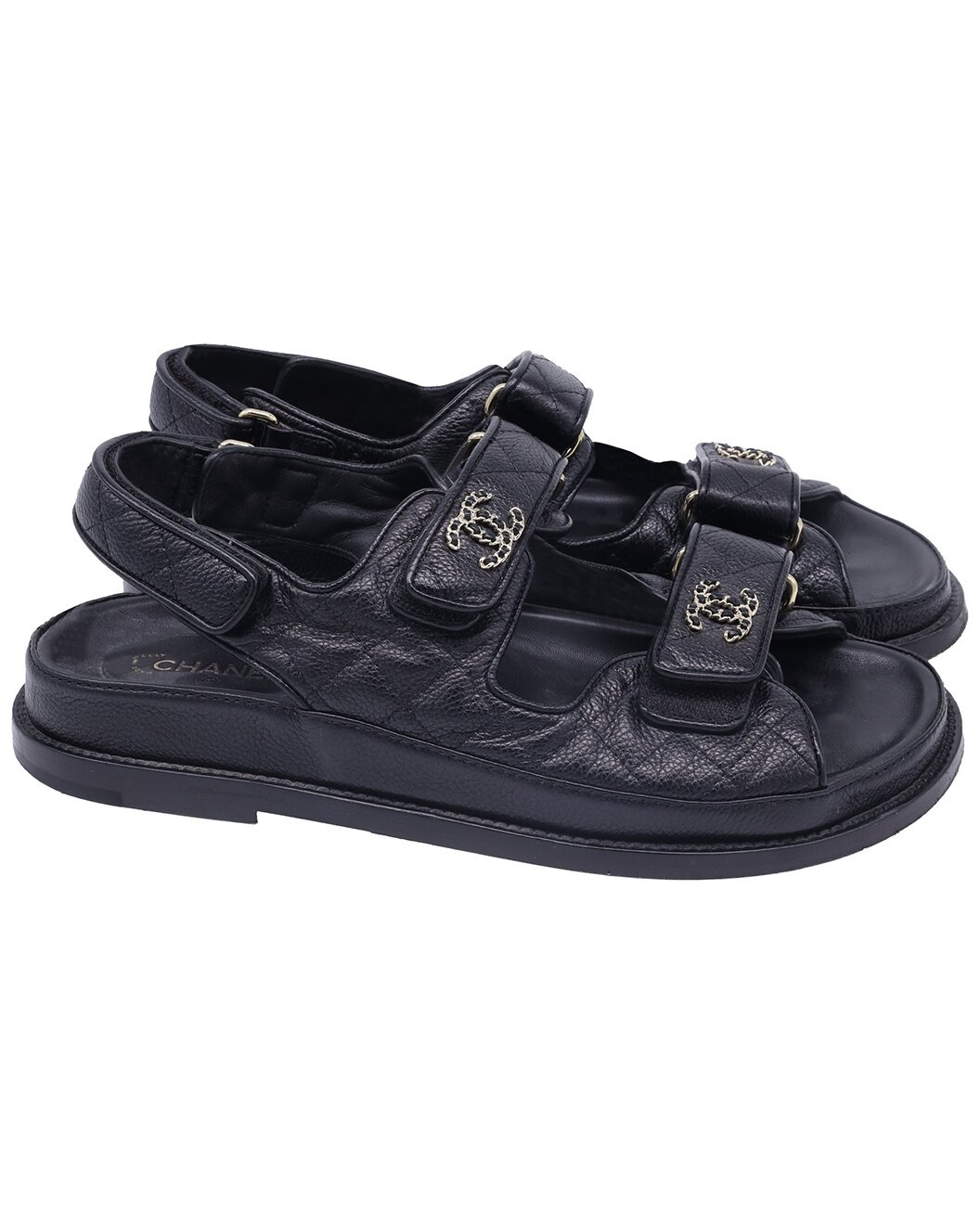 Chanel Women's Calfskin Leather CC Dad Quilted Sandal, Size FR | 38 (Authentic
Pre-Loved) - 1