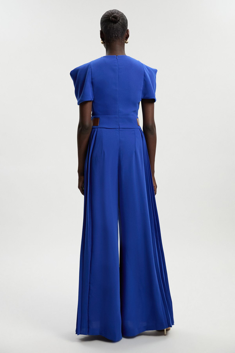 Soft Tailored Crepe Tab Detail Pleated Jumpsuit 6
