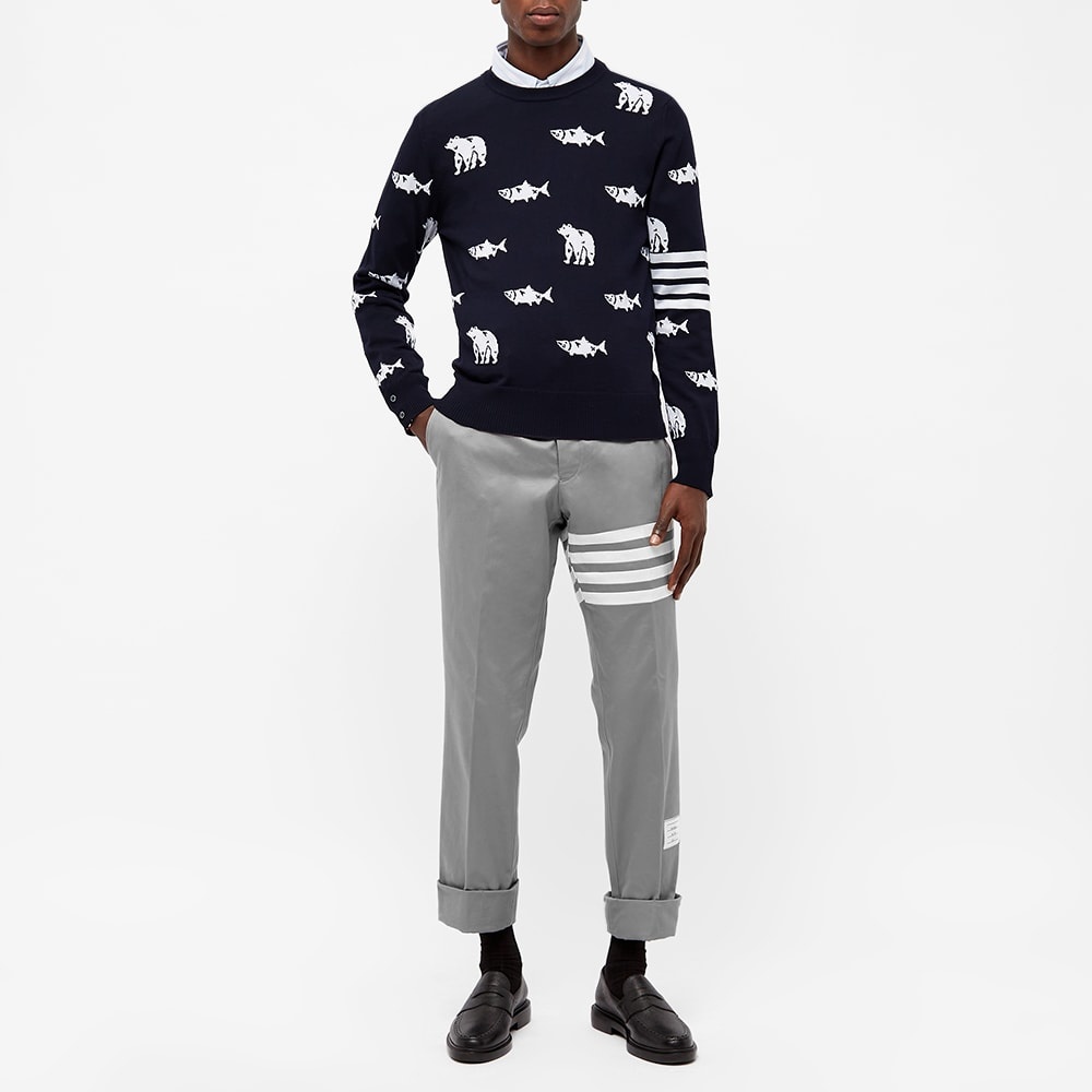 Thom Browne Bear & Salmon Intarsia Crew Knit - 6