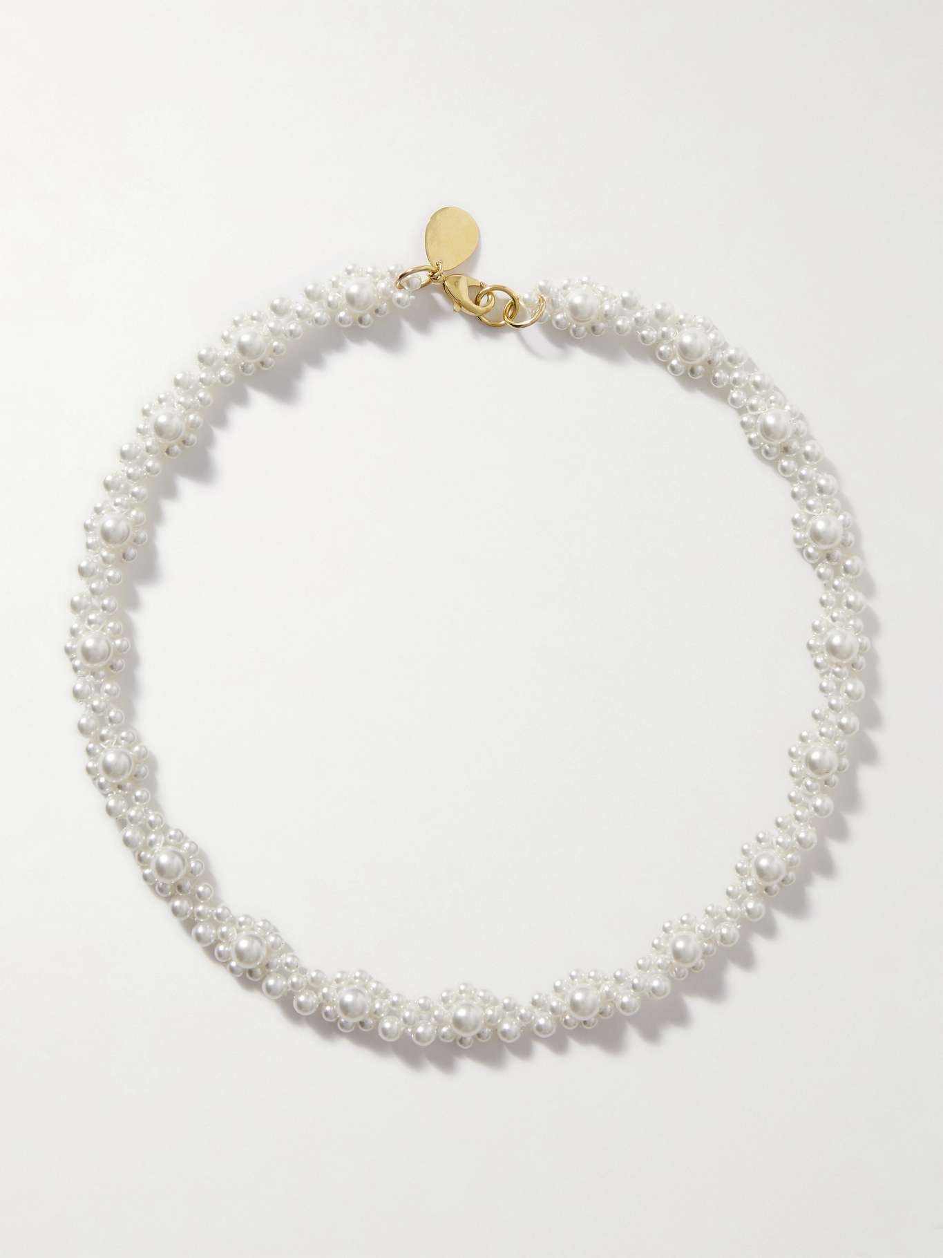 Daisy Chain faux pearl gold-tone necklace - 1