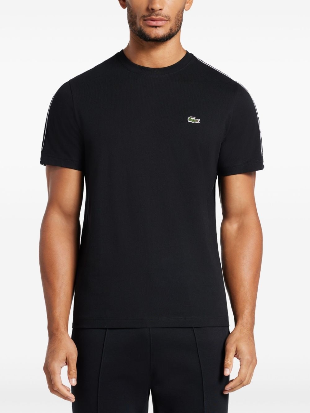 logo-tape cotton T-shirt - 3