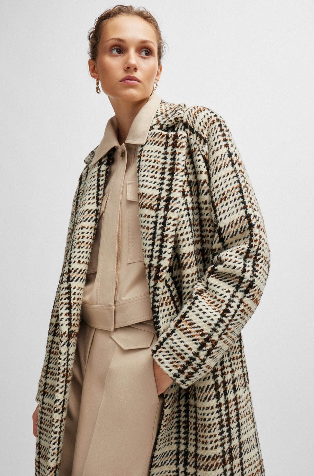 OVERSIZE-FIT COAT IN CHECKED FABRIC WITH WOOL - 6