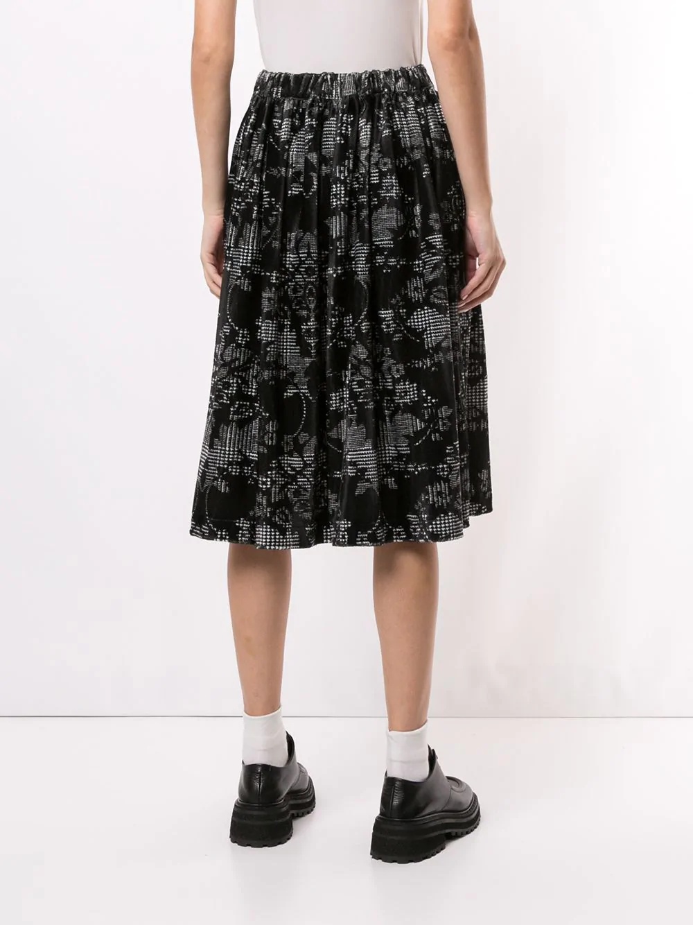 baroque-check print gathered skirt - 4