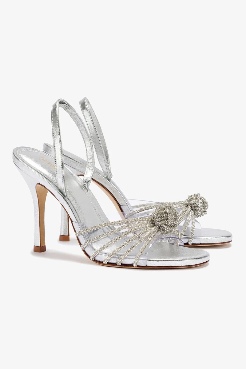 Larroudé Valerie Crystal Slingback Sandal In Silver Metallic Leather outlook