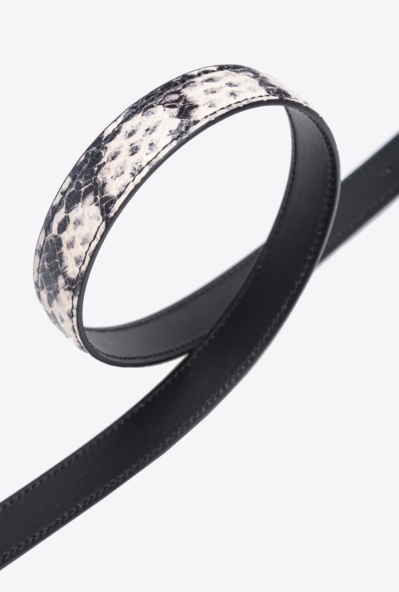 PINKO GALLERIA THIN 2CM REPTILE-PRINT BELT WITH LOVE BIRDS BUCKLE 4