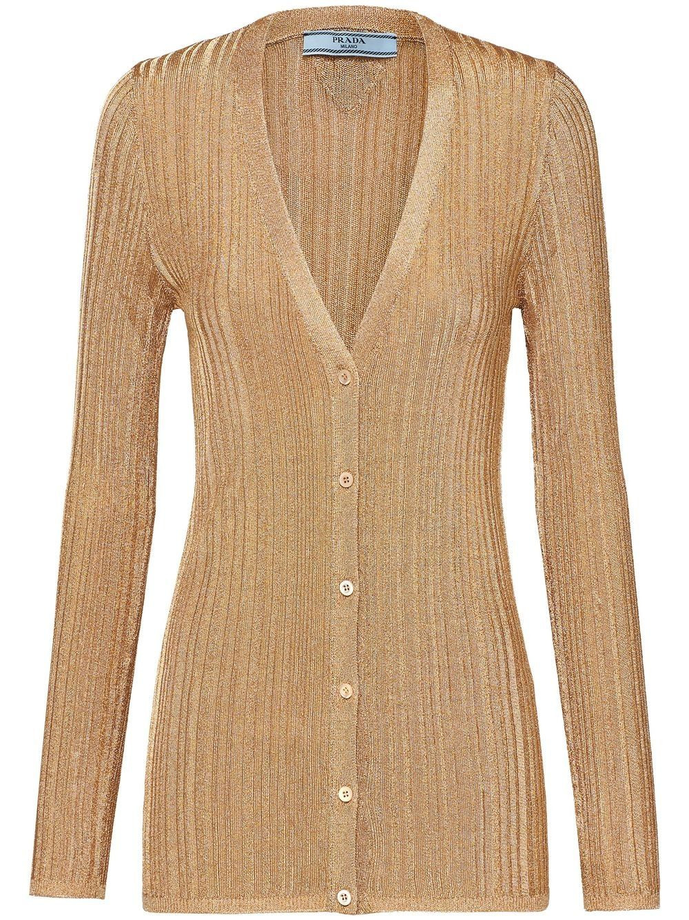 Prada Women V-Neck Lamé Viscose Cardigan - 1