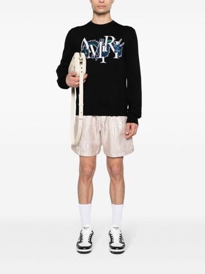 AMIRI logo-print silk shorts outlook