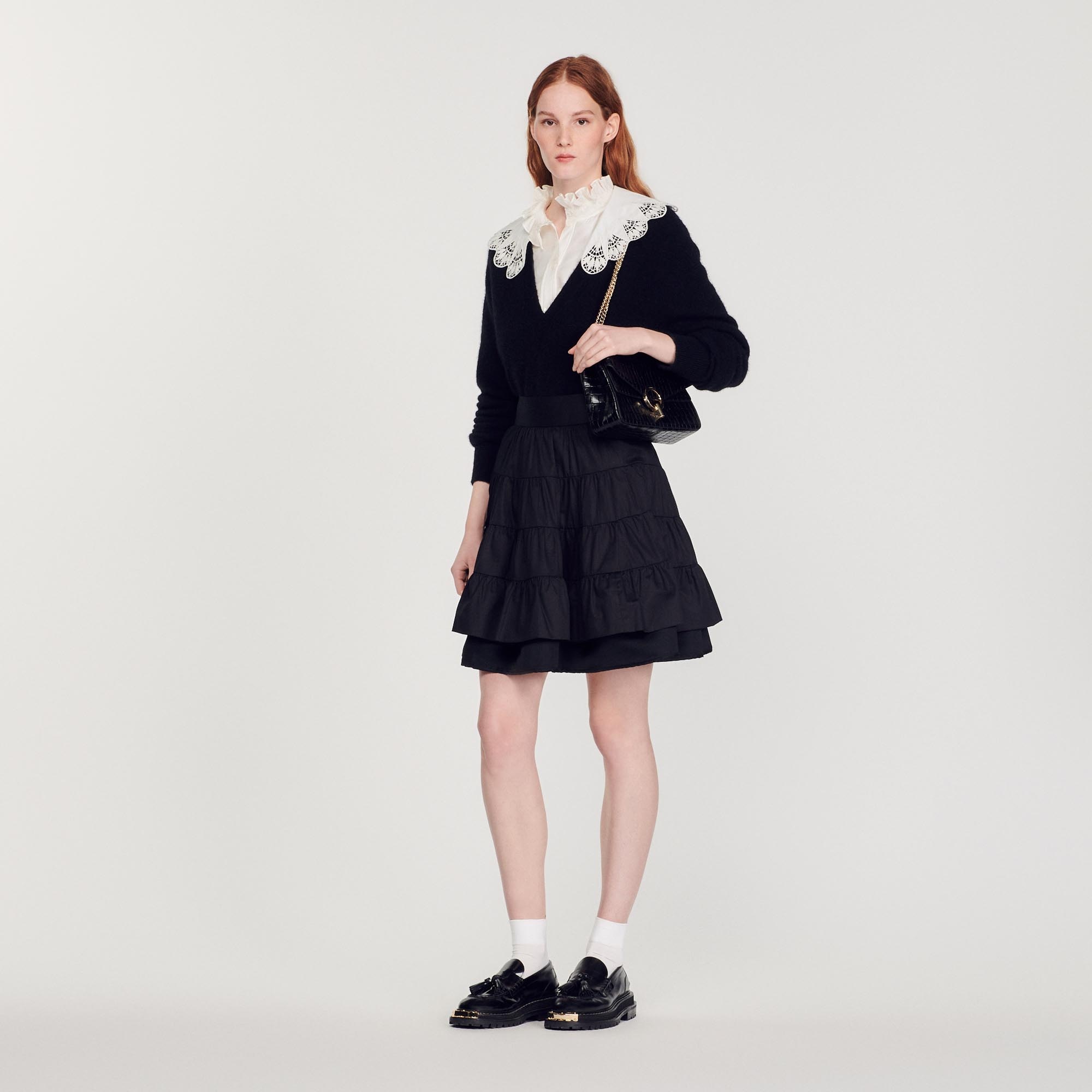 Short dual-material skirt - 2