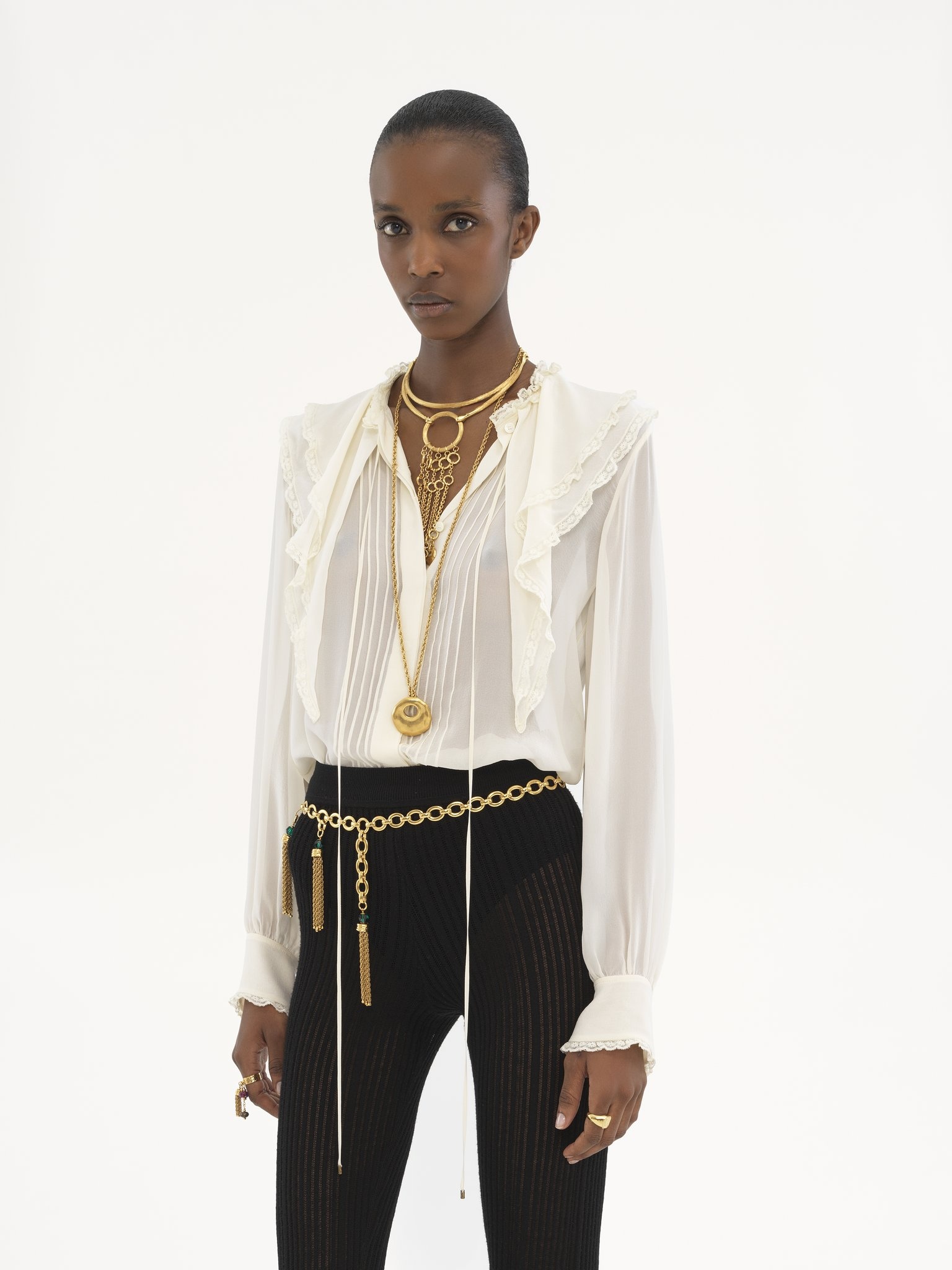 RUFFLED BLOUSE IN SILK GEORGETTE - 4