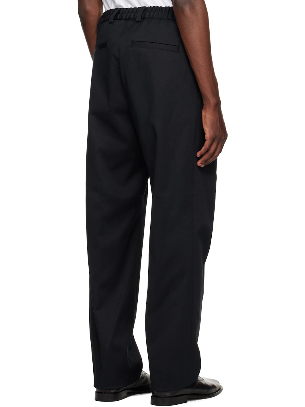 Navy Zip Stretch Cotton Trousers - 3