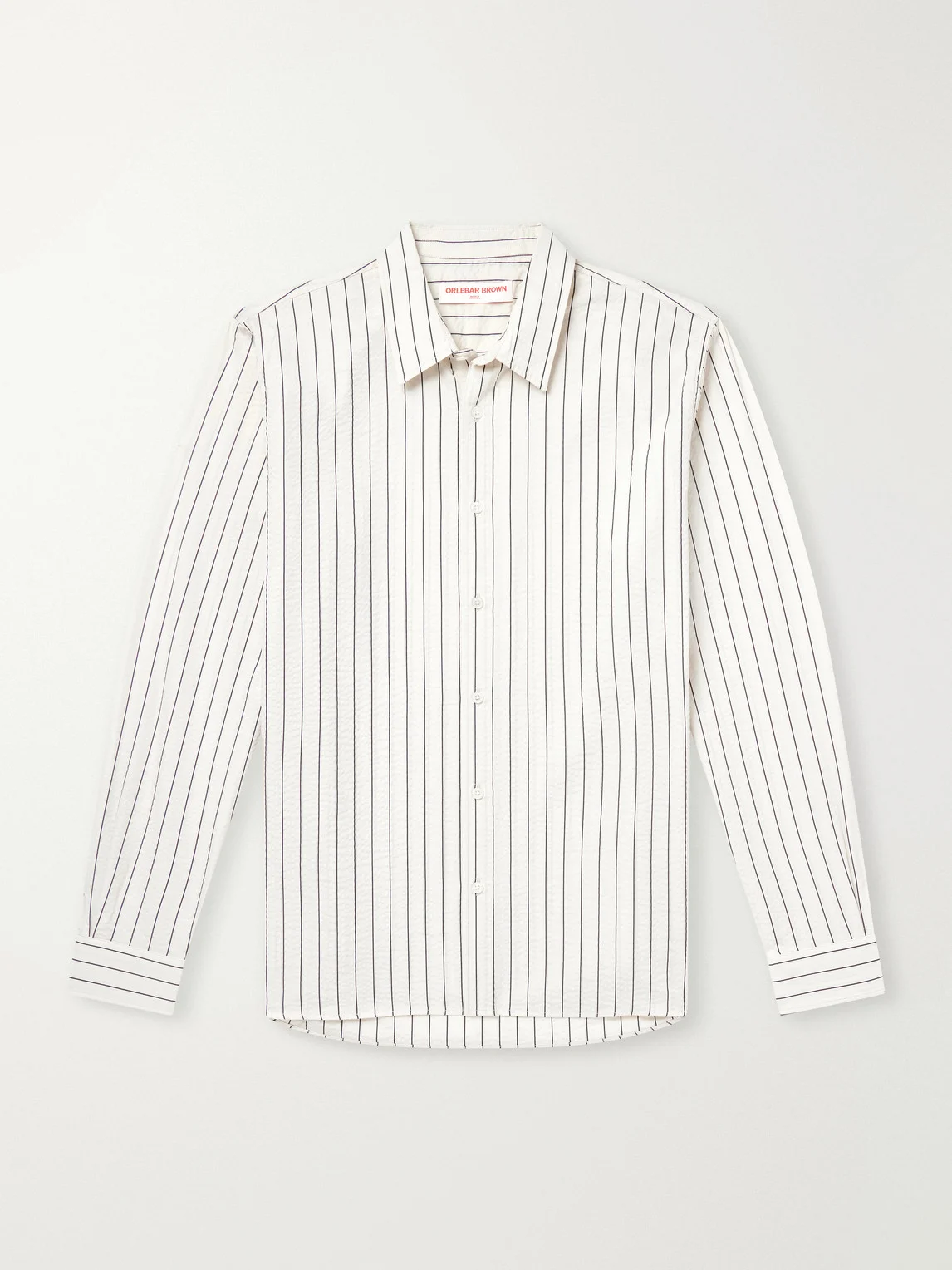 Justin Striped Cotton-Seersucker Shirt - 1
