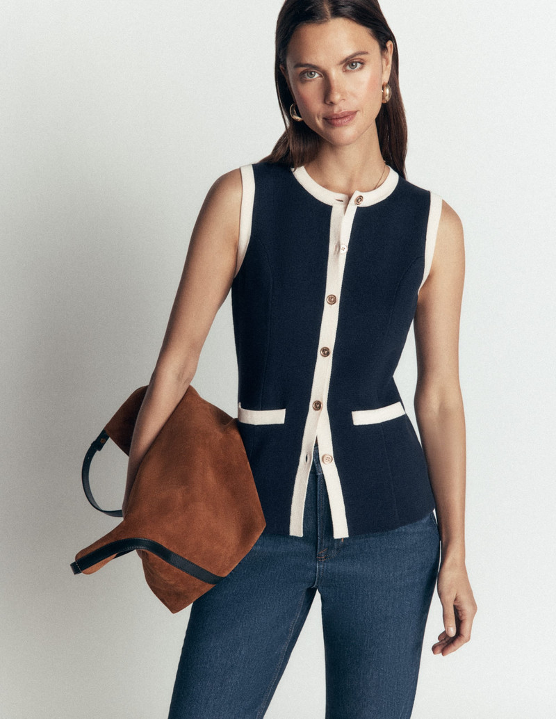 Crew Milano Waistcoat-Navy - 1