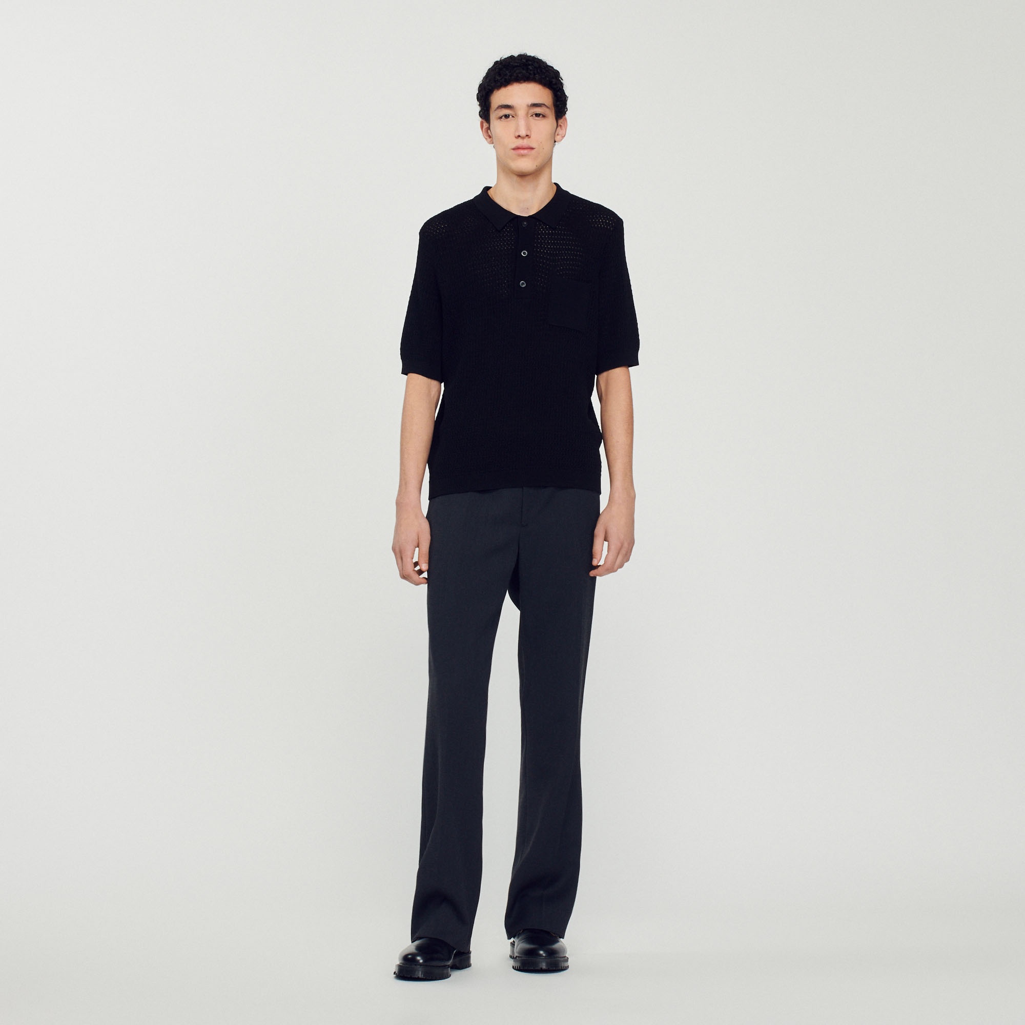 Short-sleeved polo sweater - 3