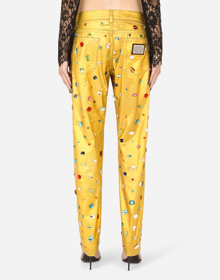 Coated denim jeans with rhinestones - 3