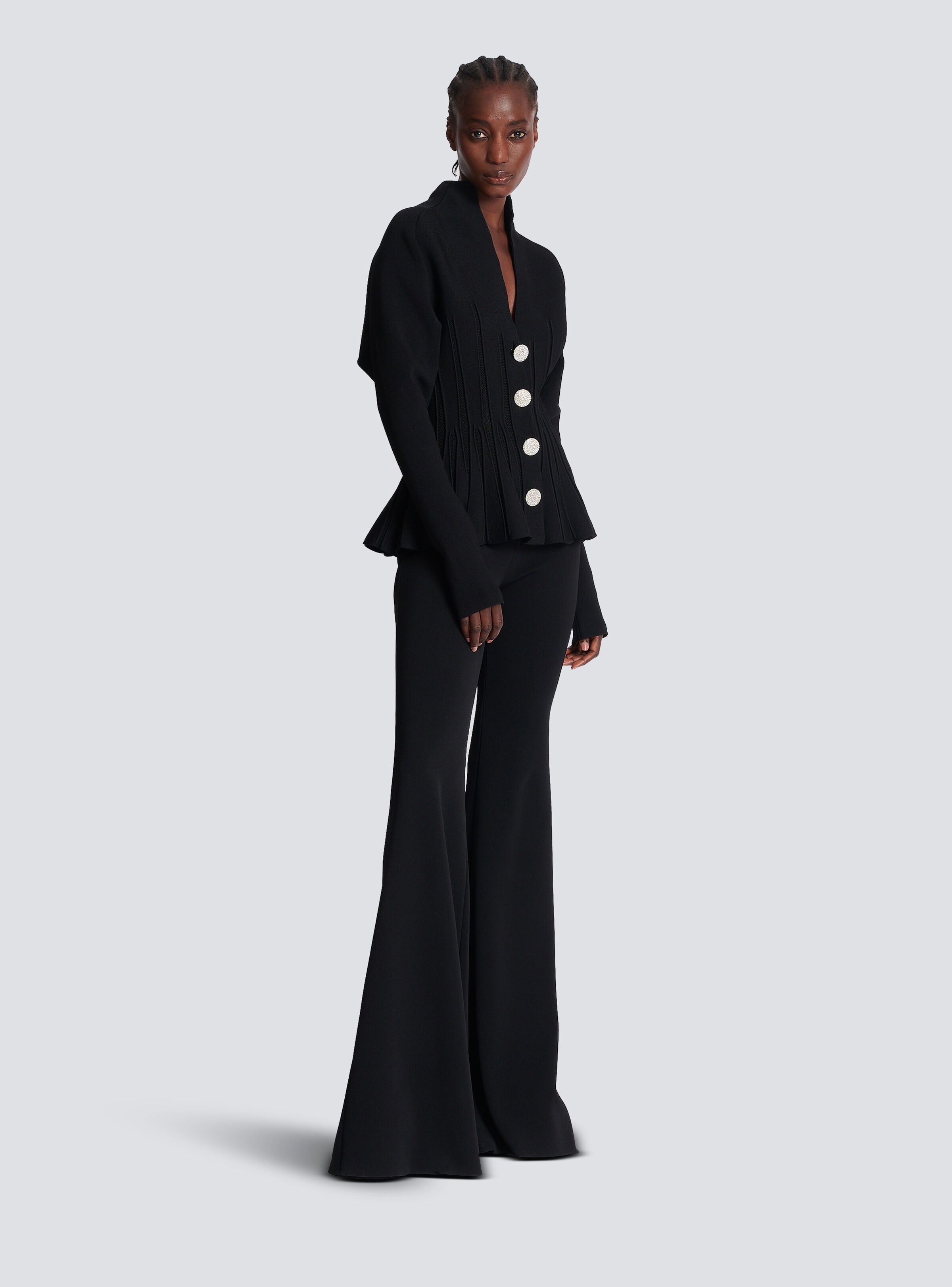 Ribbed knit peplum cardigan - 3