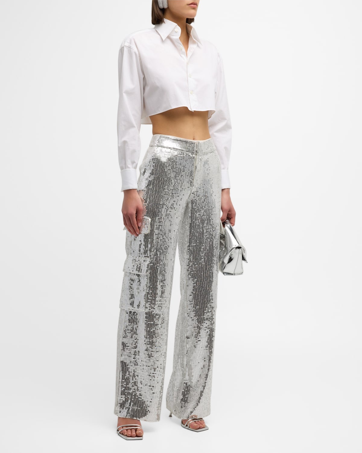 Hayes Sequined Wide-Leg Cargo Pants - 4