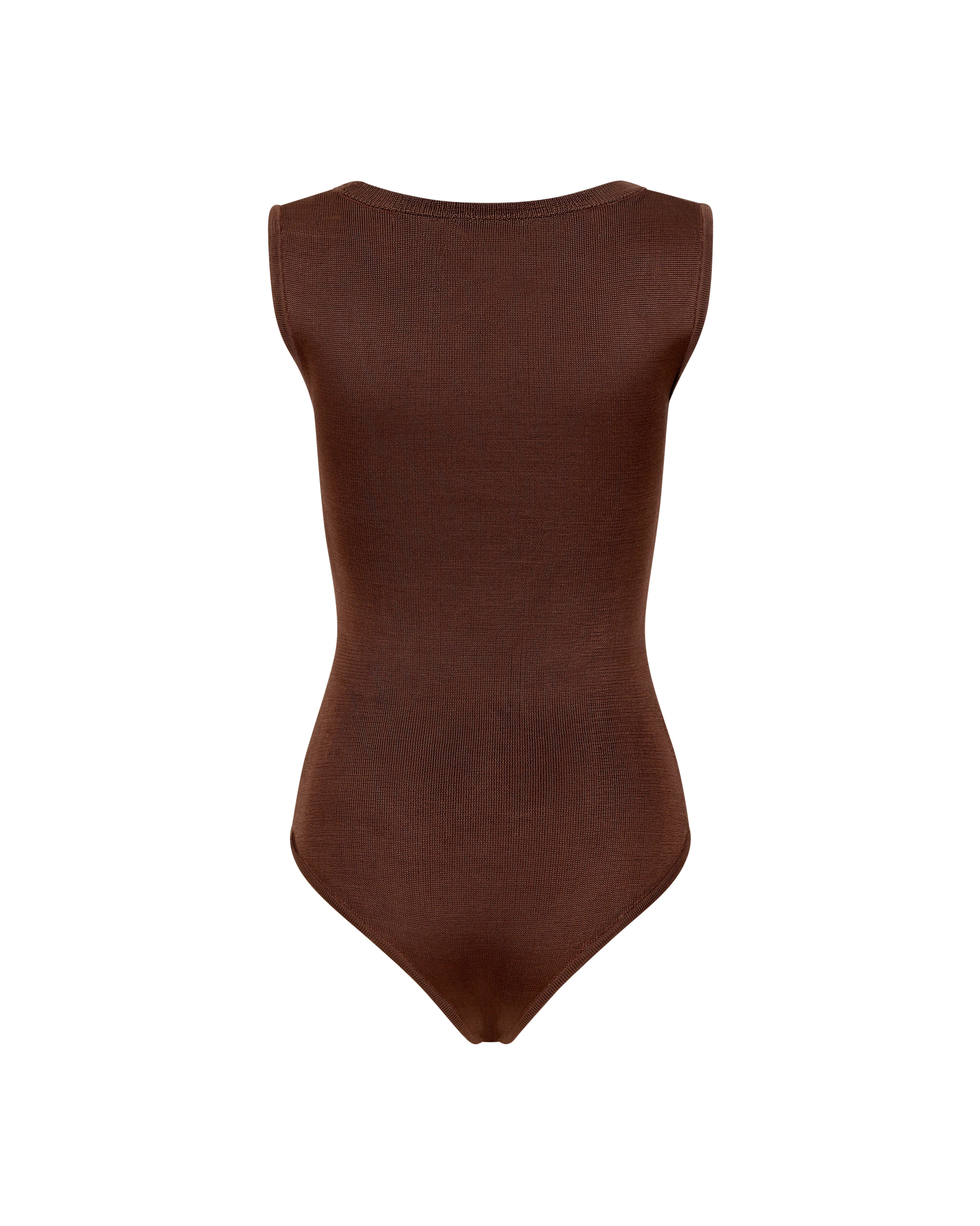 DEEP V NECK BODYSUIT CHOCOLATE - 4