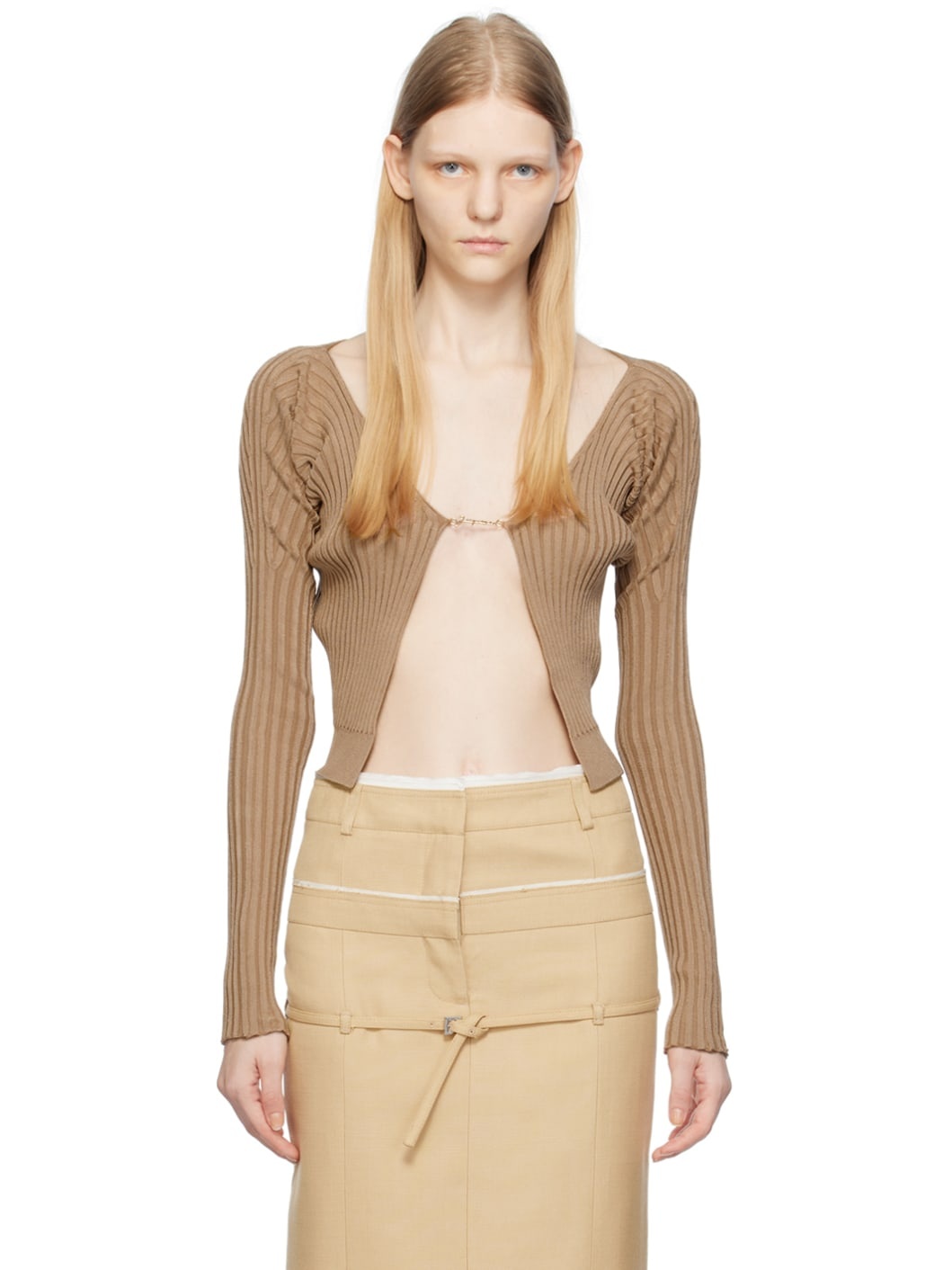 Brown Le Chouchou 'La Maille Pralu Longue' Cardigan - 1