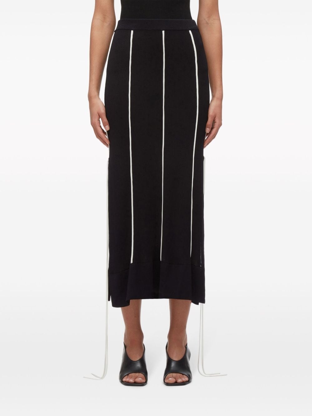 pipe-trim knitted midi skirt - 3