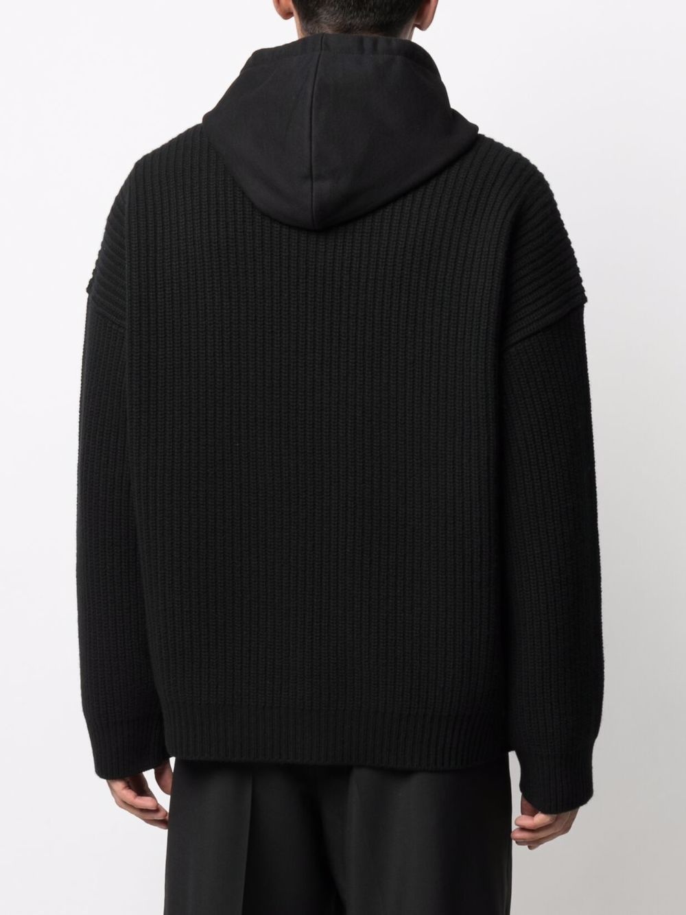 panelled knitted hoodie - 4