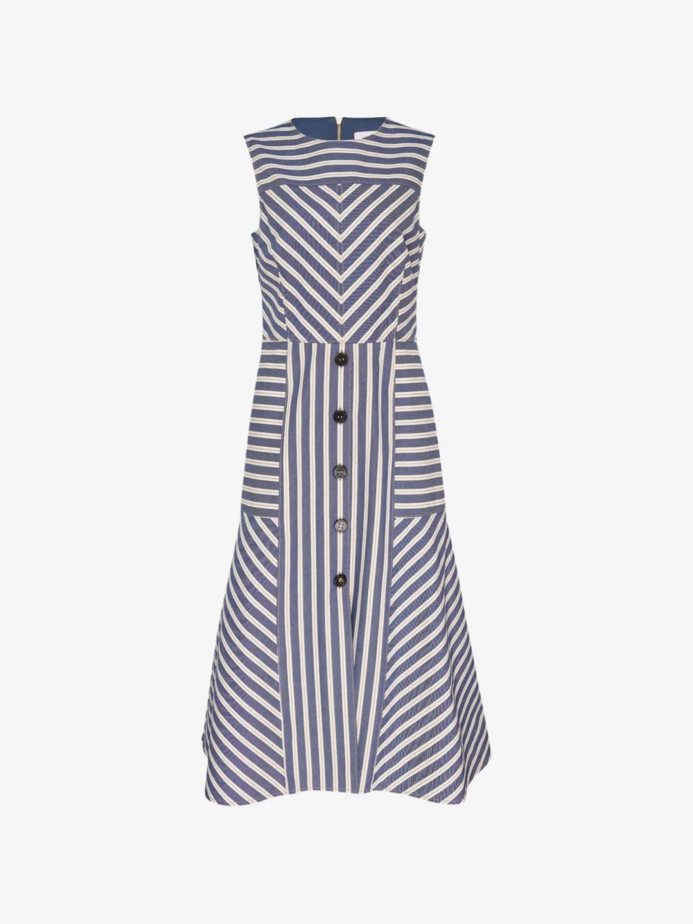 striped button-detail midi dress - 1