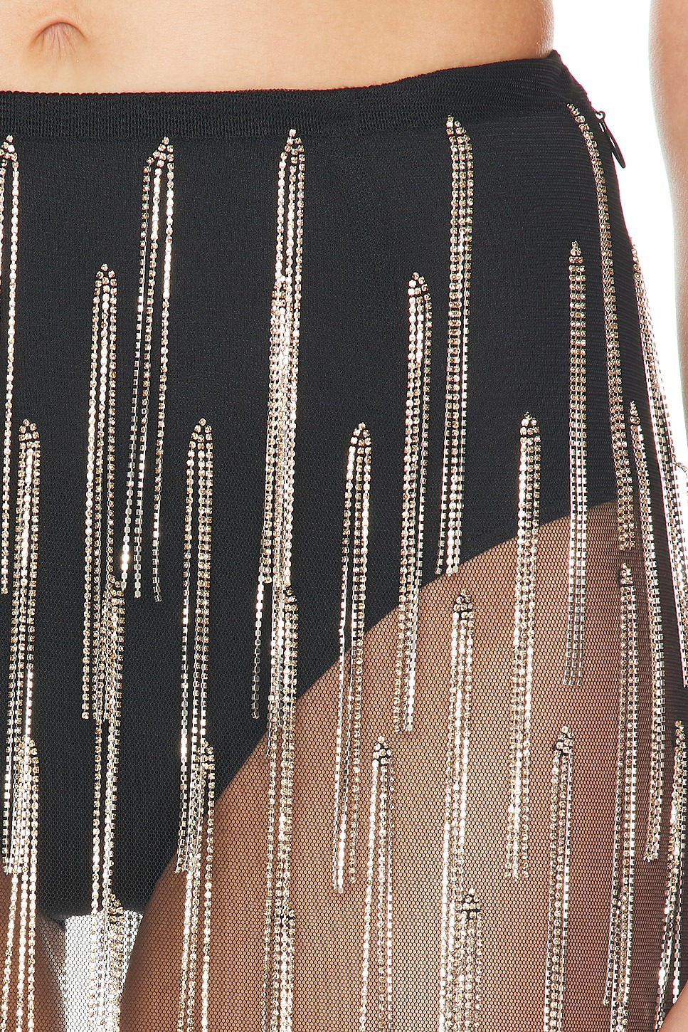 Rhinestone Fringe High Waist Skirt - 6