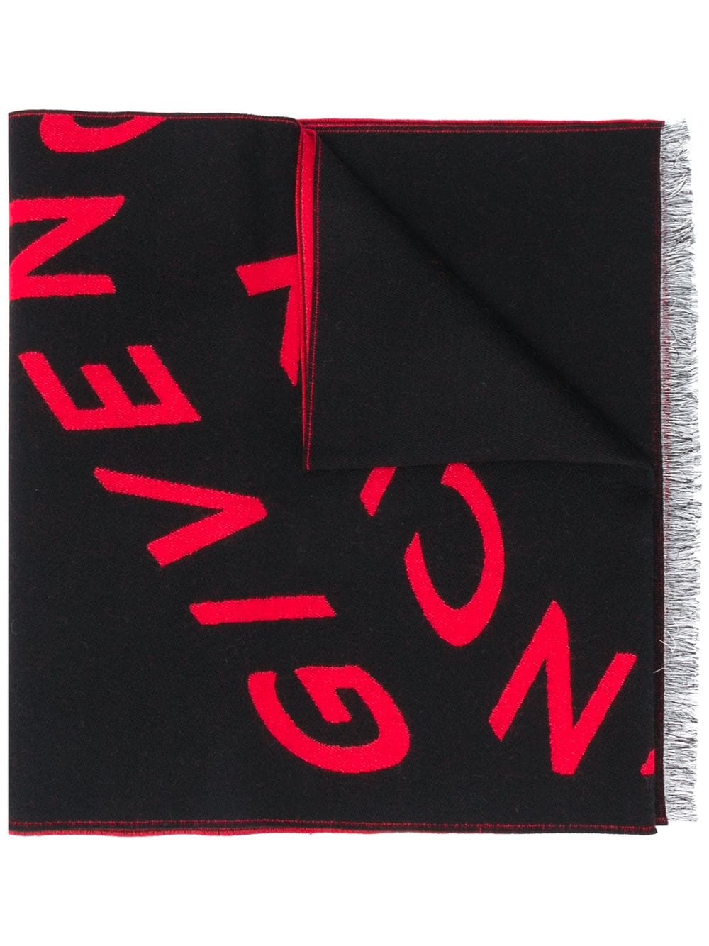 logo print frayed scarf - 1