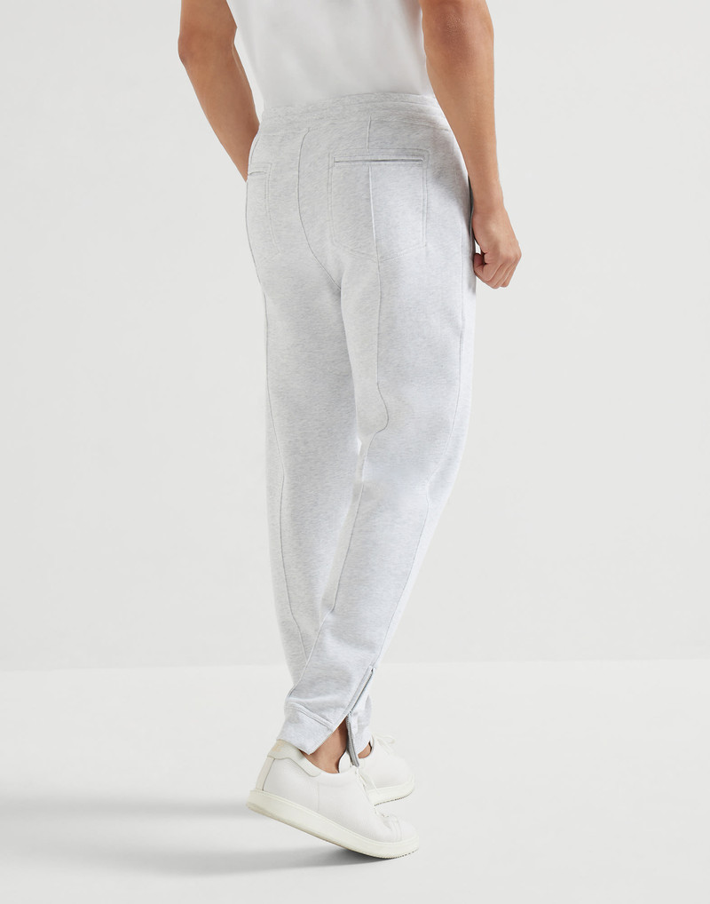 Brunello Cucinelli Techno cotton French terry trousers with Crête detail and elasticated zipper cuffs outlook