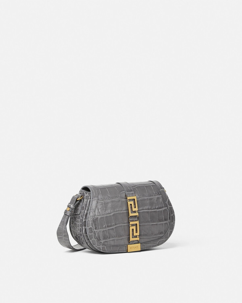 Croc-Effect Greca Goddess Shoulder Bag 2