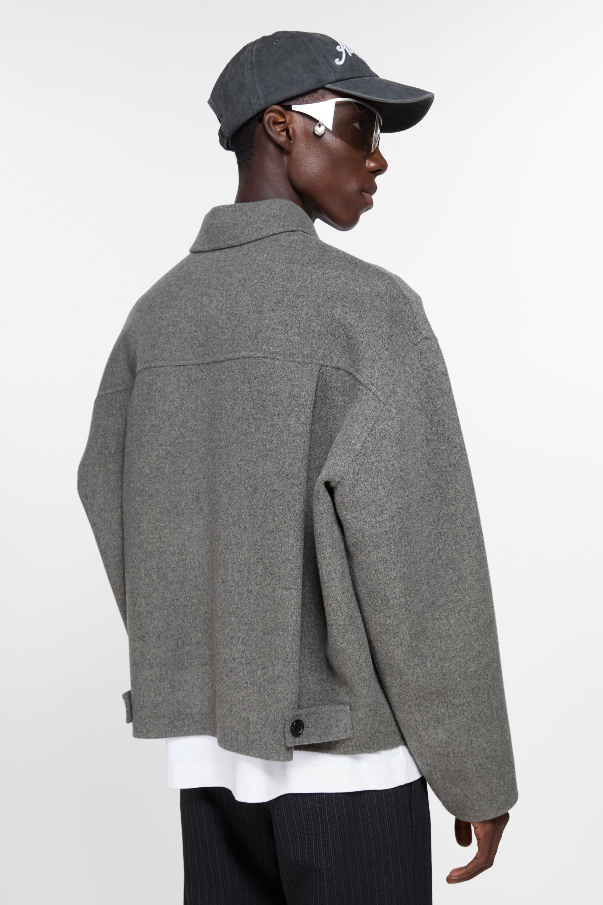 Wool zipper jacket - Grey Melange - 4
