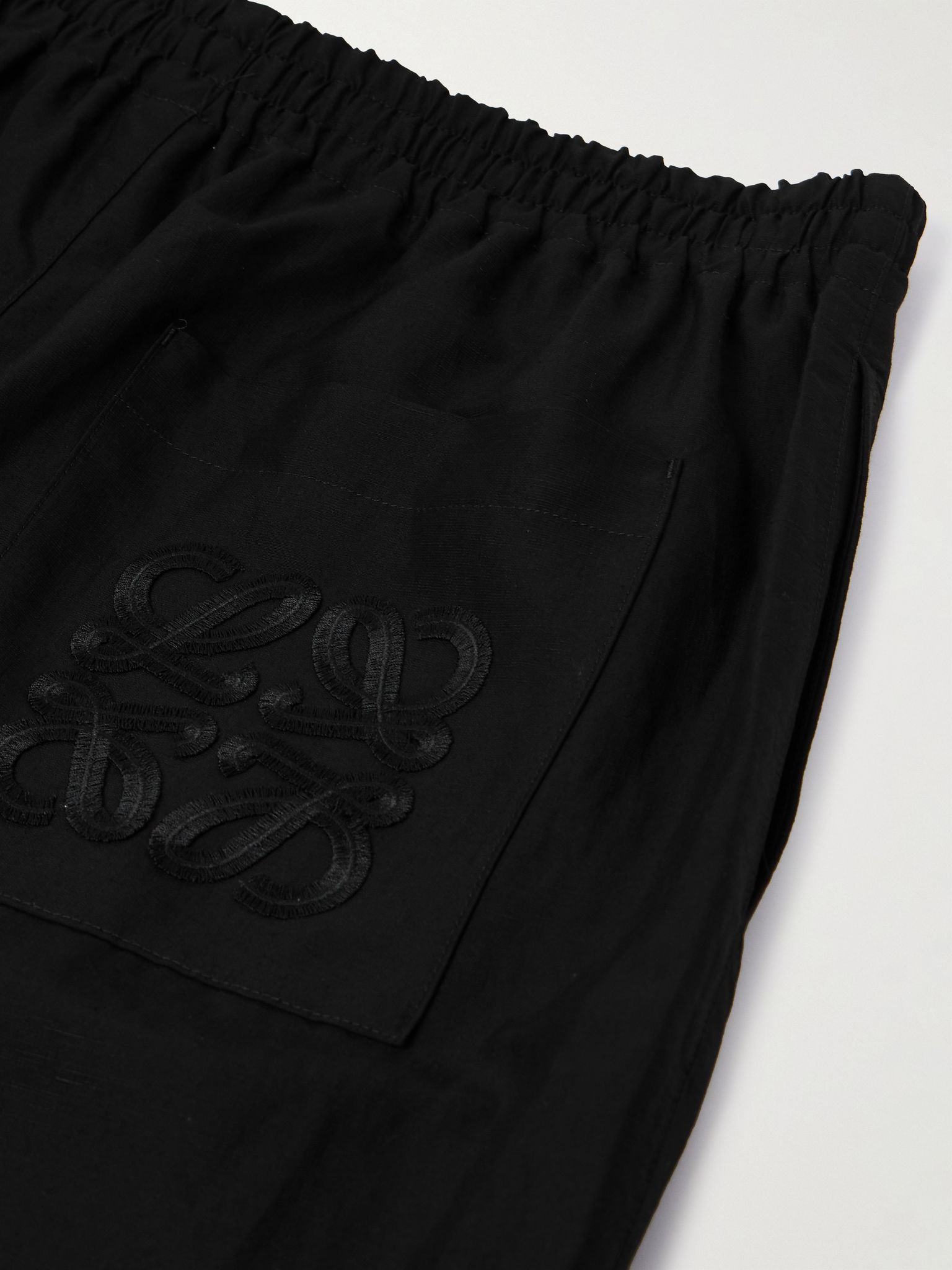 + Paula's Ibiza Wide-Leg Cropped Woven Drawstring Trousers Black - 5