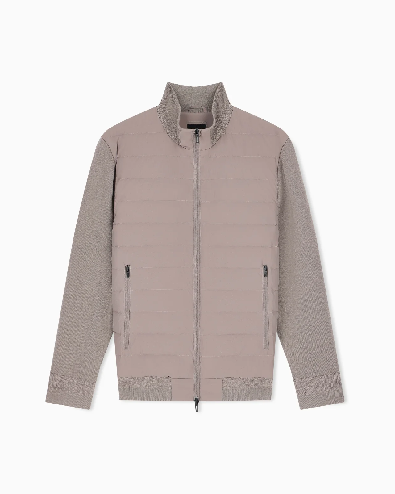 STRETCH NYLON DOWN JACKET WITH KNIT SLEEVES TRAVEL ESSENTIAL - 1
