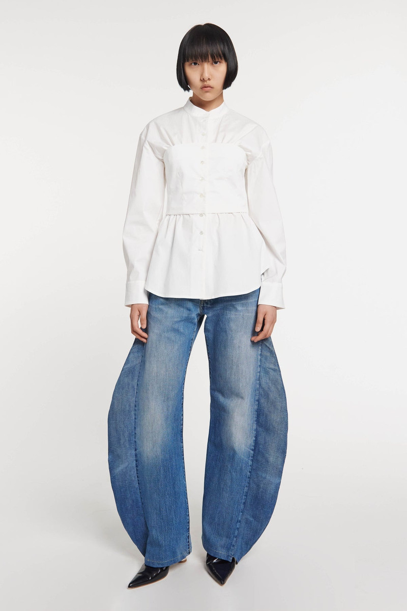 CORSET COLARLESS SHIRT WHITE 1