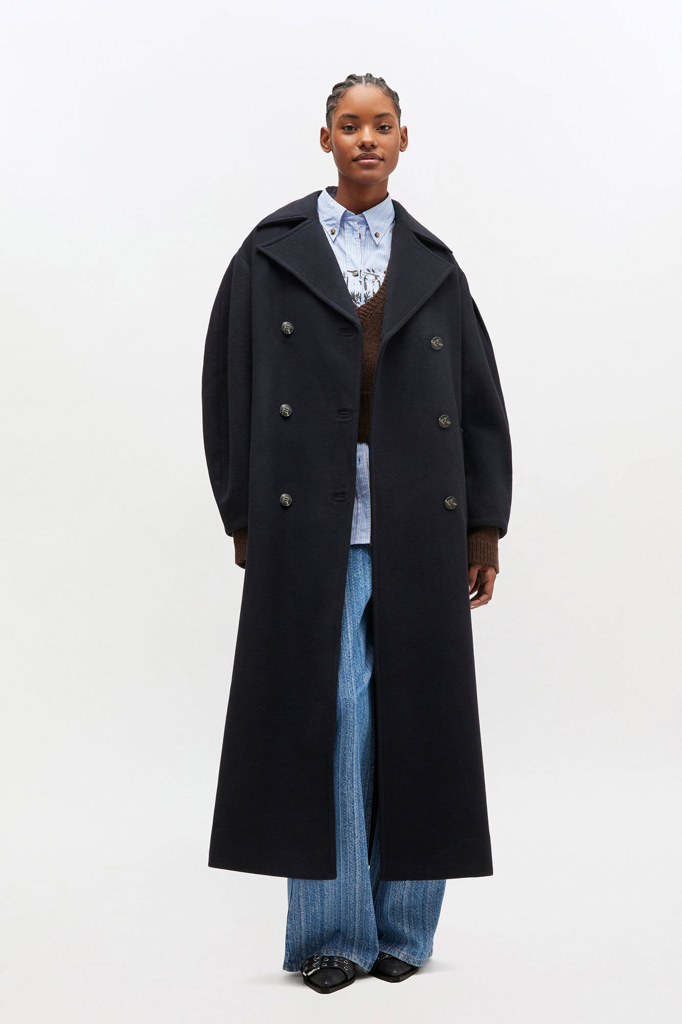 DARK BLUE WOOL PEACOAT LONG - 2
