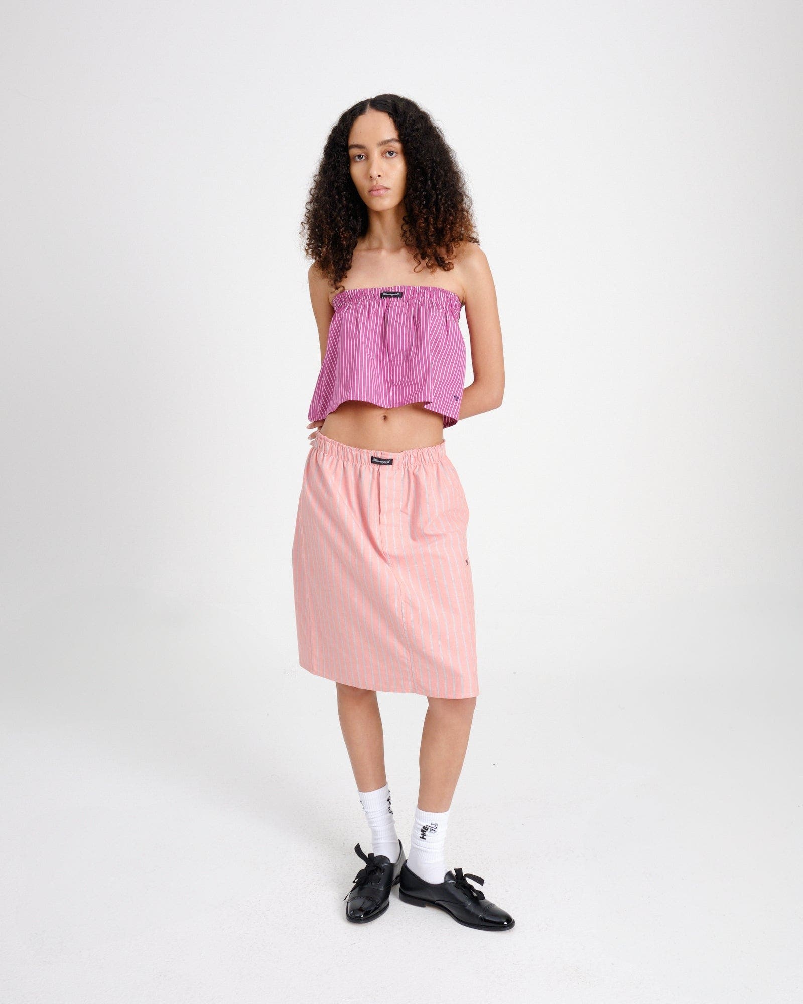 Hommegirls Boxer Pencil Skirt in Coral Stripe Oxford at Nordstrom - 2