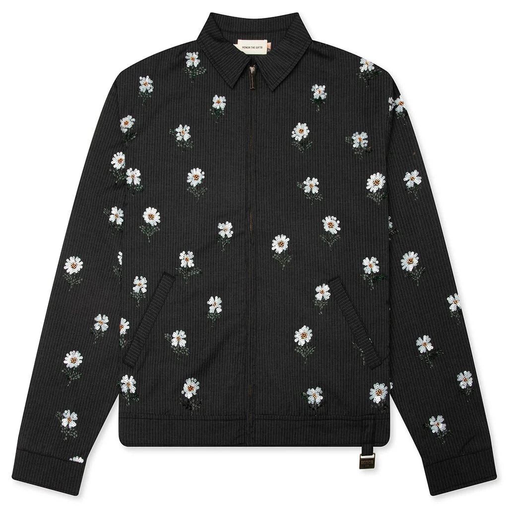 FLOWERS BEADED JACKET - BLACK - 1