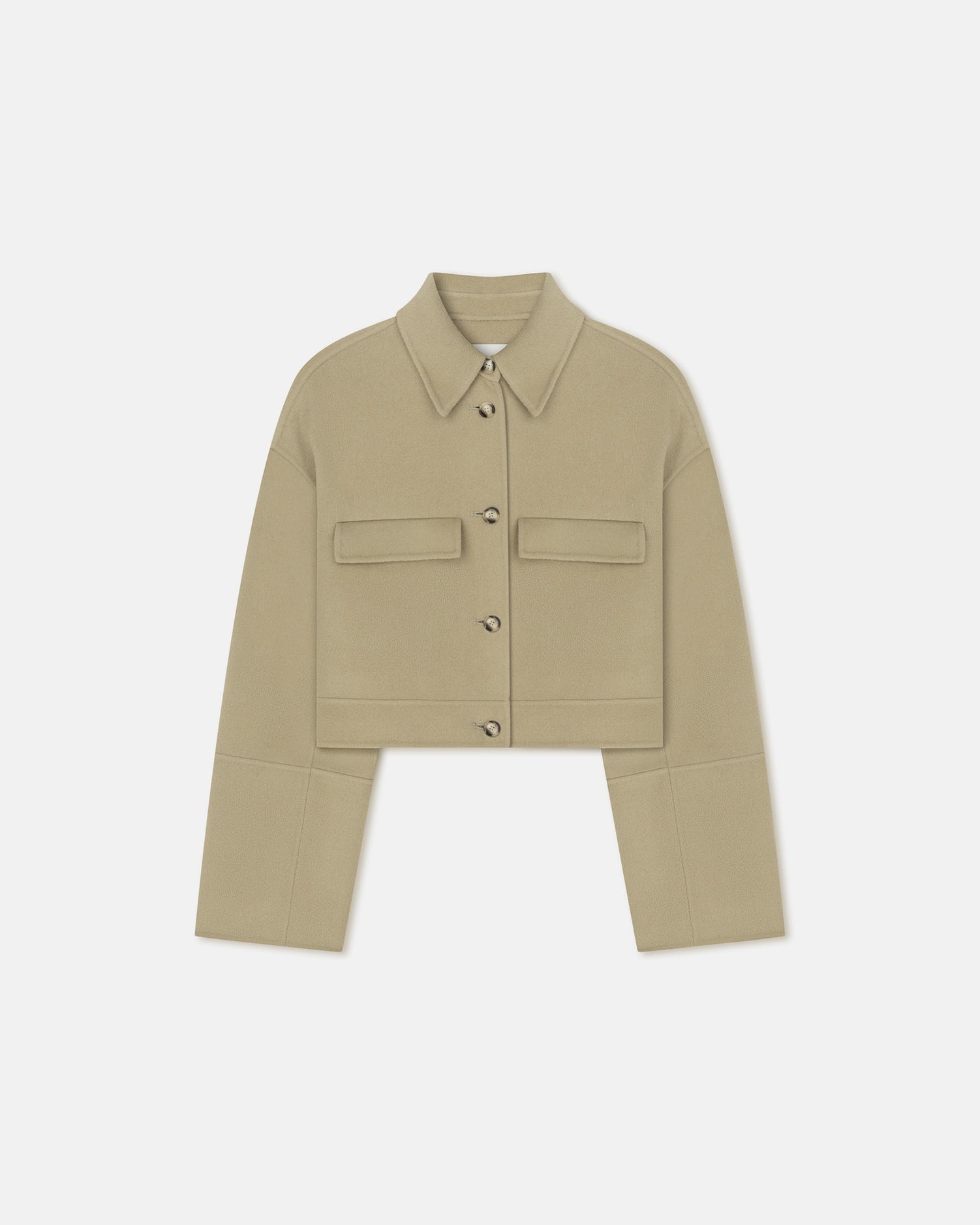 Cropped Double Wool And Silk Jacket - 1