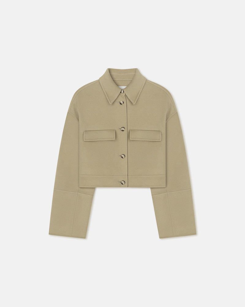 Cropped Double Wool And Silk Jacket 1