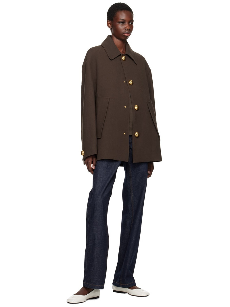 AMI Paris Brown Short Belted Coat outlook