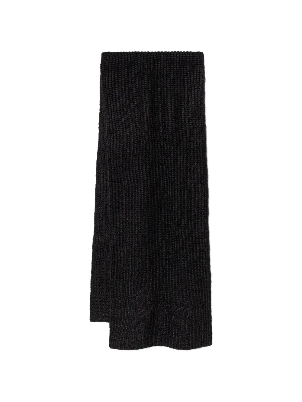 ribbed-knit logo-embroidered scarf - 1