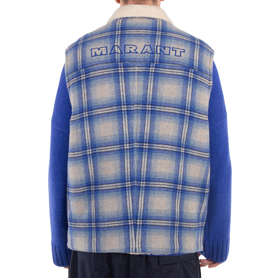 Isabel Marant Men's Blue Kiran Plaid-Check Gilet - 4