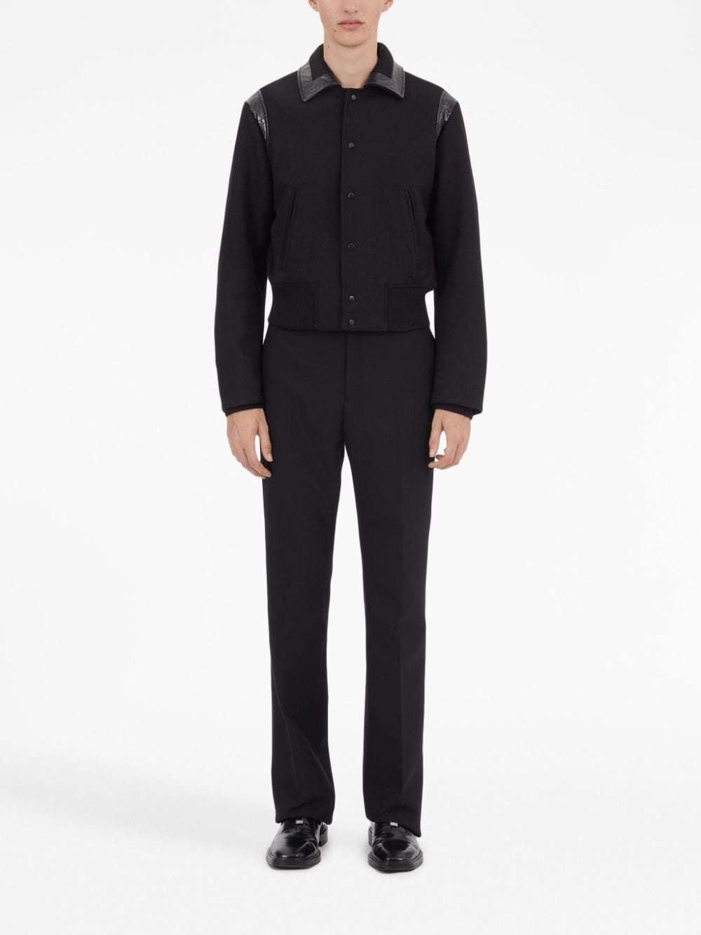 pointed-flat collar wool jacket - 2
