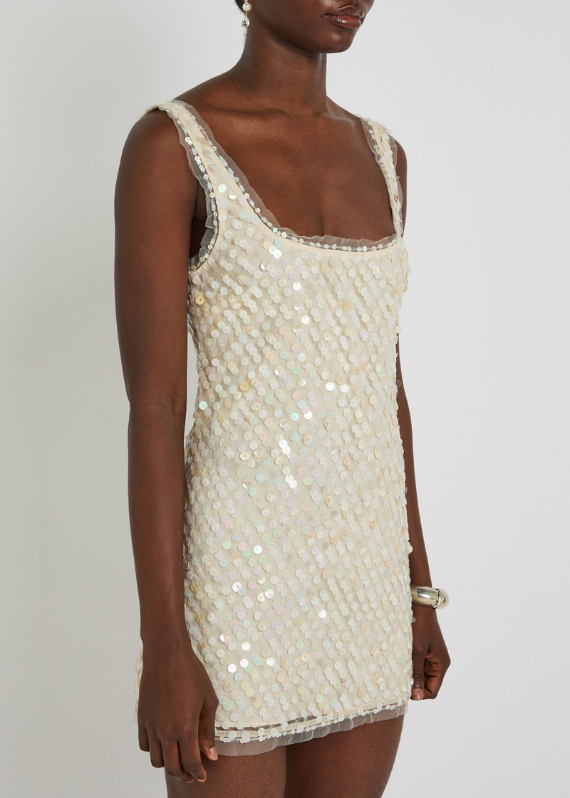 LoveShackFancy Loveshackfancy Calise Sequin-embellished Tulle Mini Dress outlook