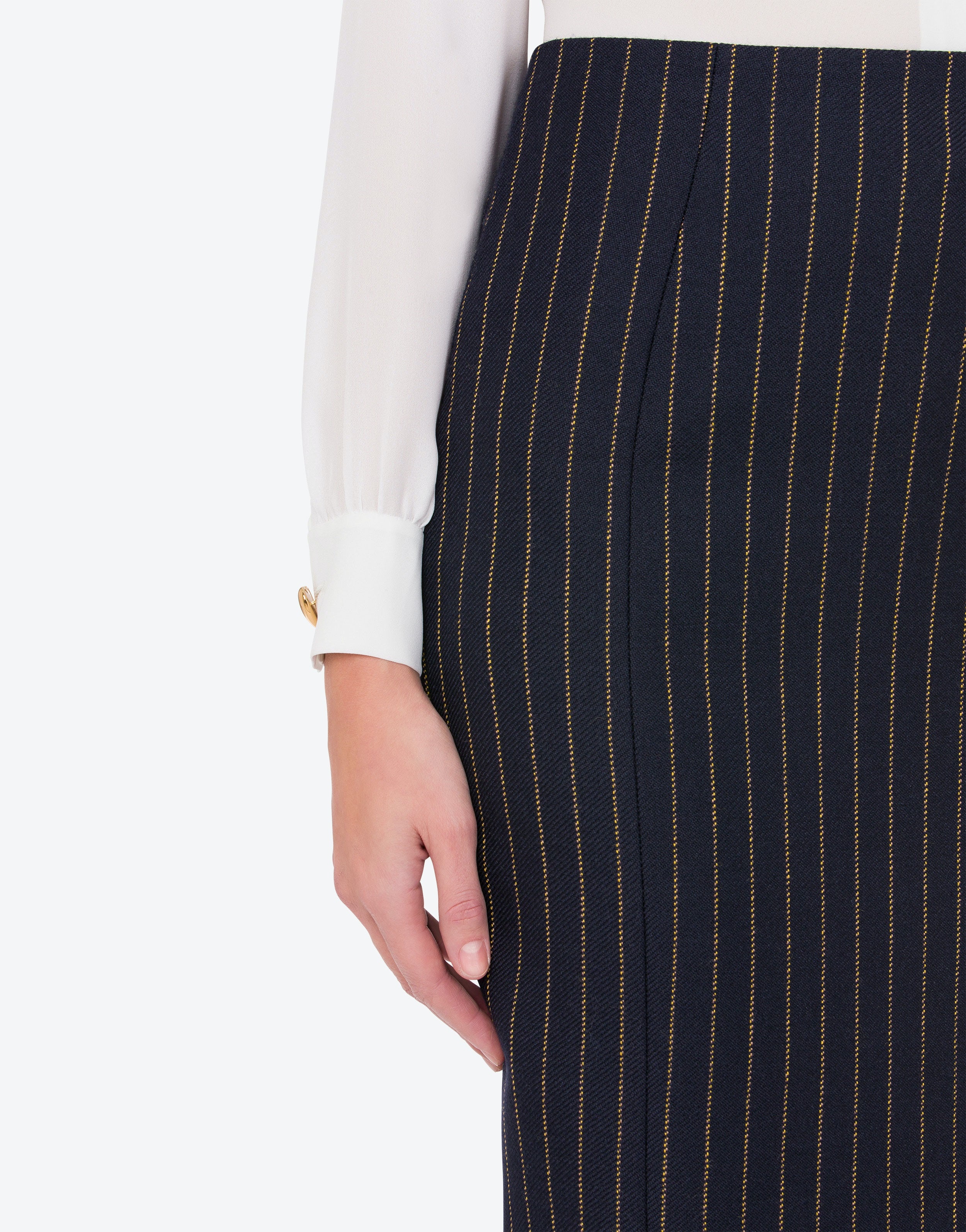 PINSTRIPE WOOL SKIRT - 4