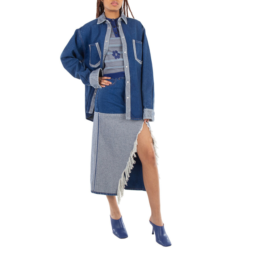 Marni Bleached Coated Denim Midi Skirt - 2