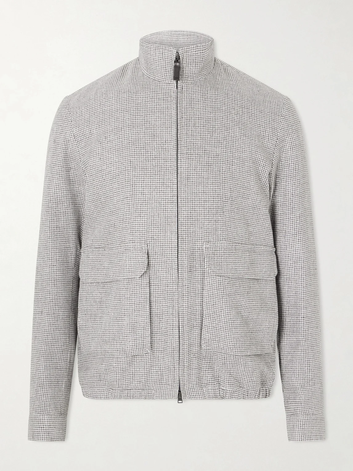 Houndstooth Linen-Blend Bomber Jacket - 1