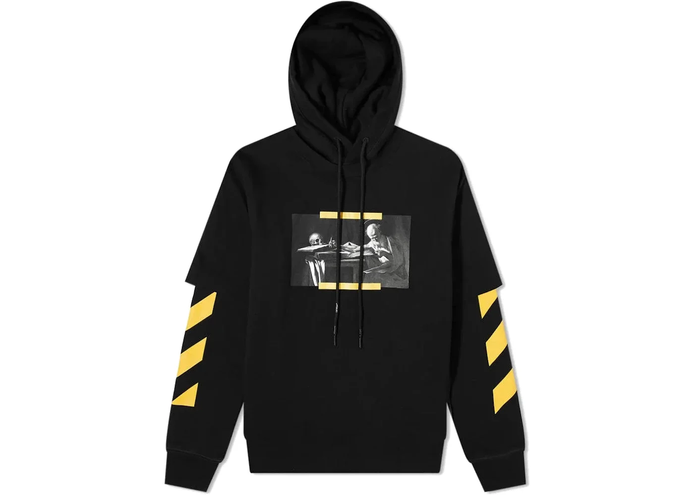 OFF-WHITE Caravaggio Painting Double Sleeve Hoodie Black - 1