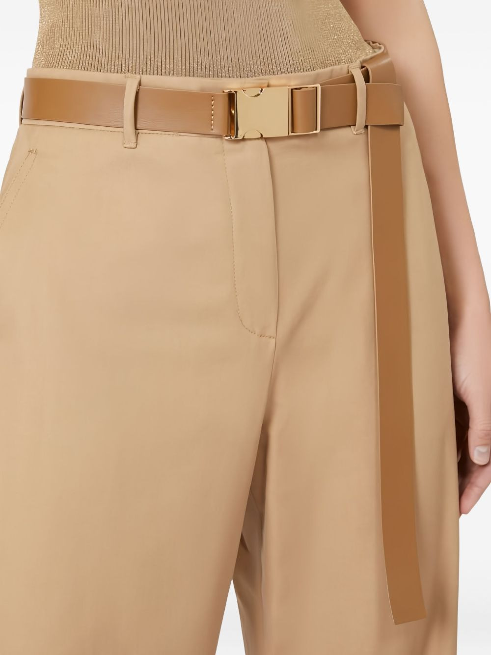 belted cotton trousers - 5
