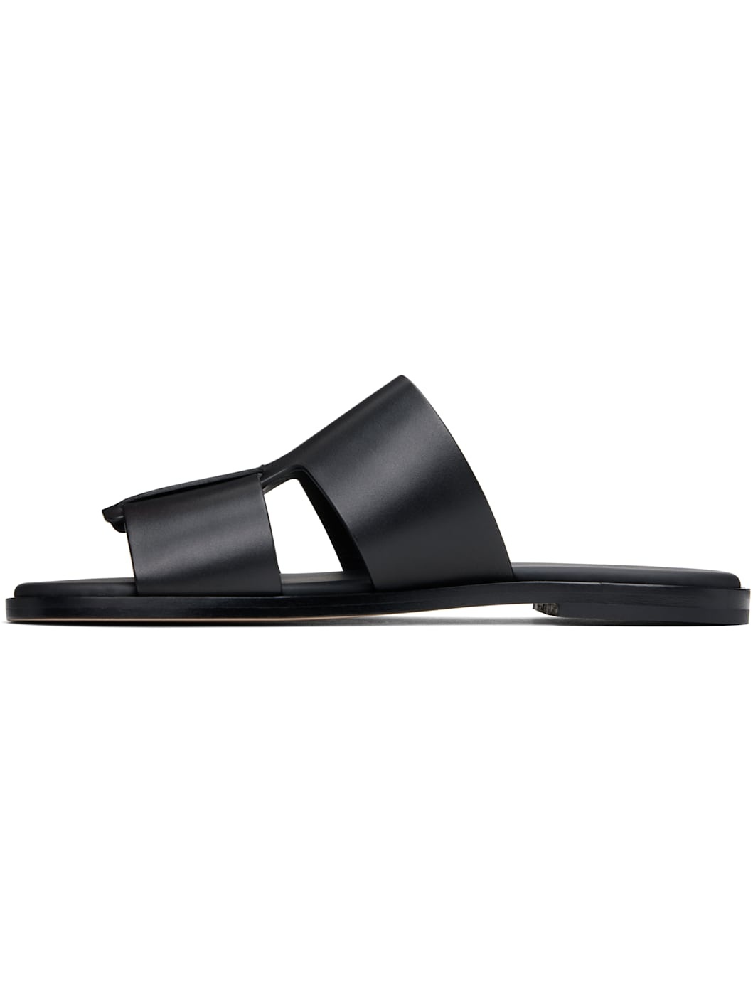 Black Buffed Leather Sandals - 3