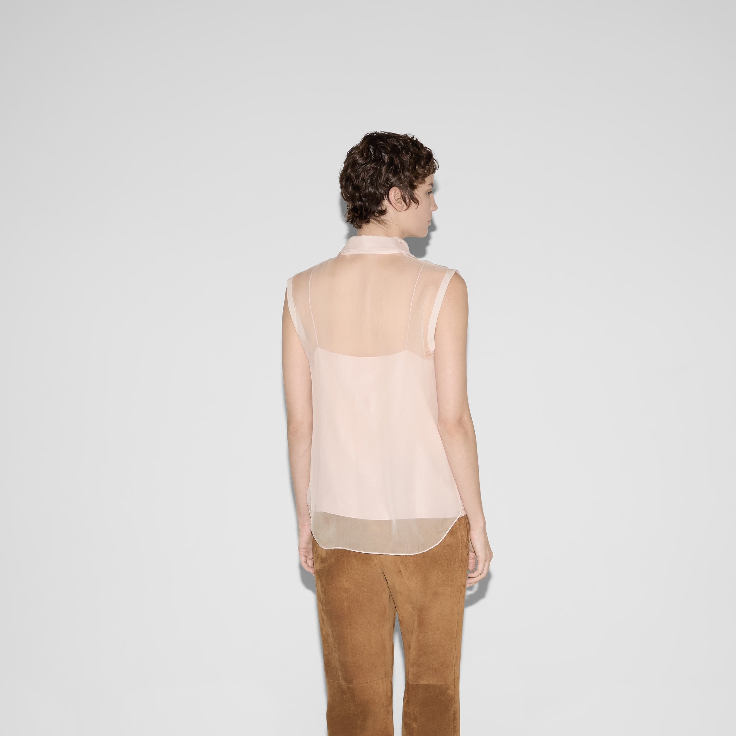 Silk chiffon sleeveless shirt - 4
